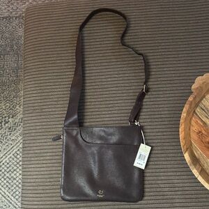 NWT Radley London Medium Zip Around Leather Crossbody Bag/ Dust Bag-Pebble Brown